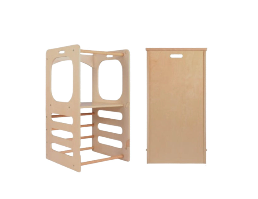 Ezzro Natural Learning Play Tower with Duo slide/chalkboard
