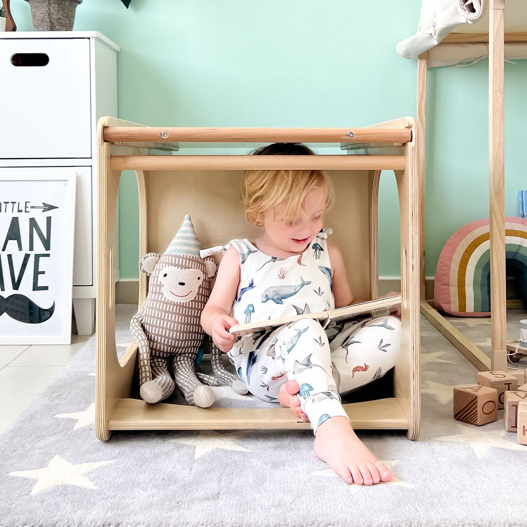 Ezzro Natural Learning Play Tower with Duo slide/chalkboard