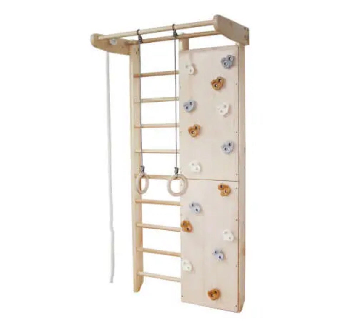 Combo Wall Bars & Climbing Wall – Lacquered